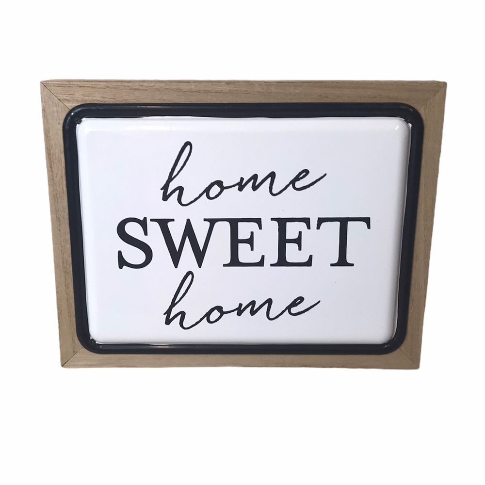 Home Sweet Home Sign Wall Decor Wood‎ Metal 9x7